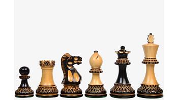The Parker Staunton Series Lacquered Chess Pieces in Burnt Boxwood & Natural Boxwood - 3.9" King 