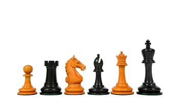 The Ancient Indian Warrior Staunton Luxury Series Chess Pieces in Ebony / Antiqued Box Wood - 4" King