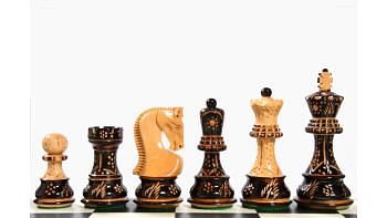 1959 Reproduced Russian Zagreb Staunton Series Chess Pieces in Burnt & Natural Box Wood - 3.89" King 