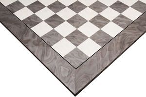 Finish Chess Board Wooden Deluxe Grey Ash Burl & White Erable Hi Gloss board 22