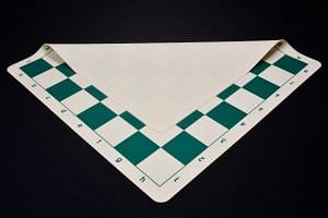 Silicone Unique Flexible Roll-up Chess Board with Algebraic Notation in Dark Green & Off-White Color 20