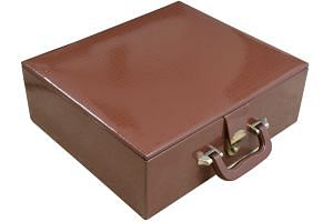 Brown Leatherette Chess Set Coffer Storage Box with Hi-Gloss Crocodile Pattern Finish for 4.2