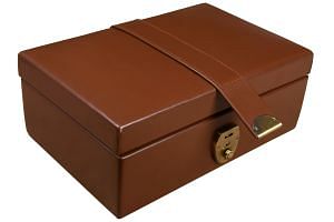 Genuine Leather Brown Color Storage Box for 3