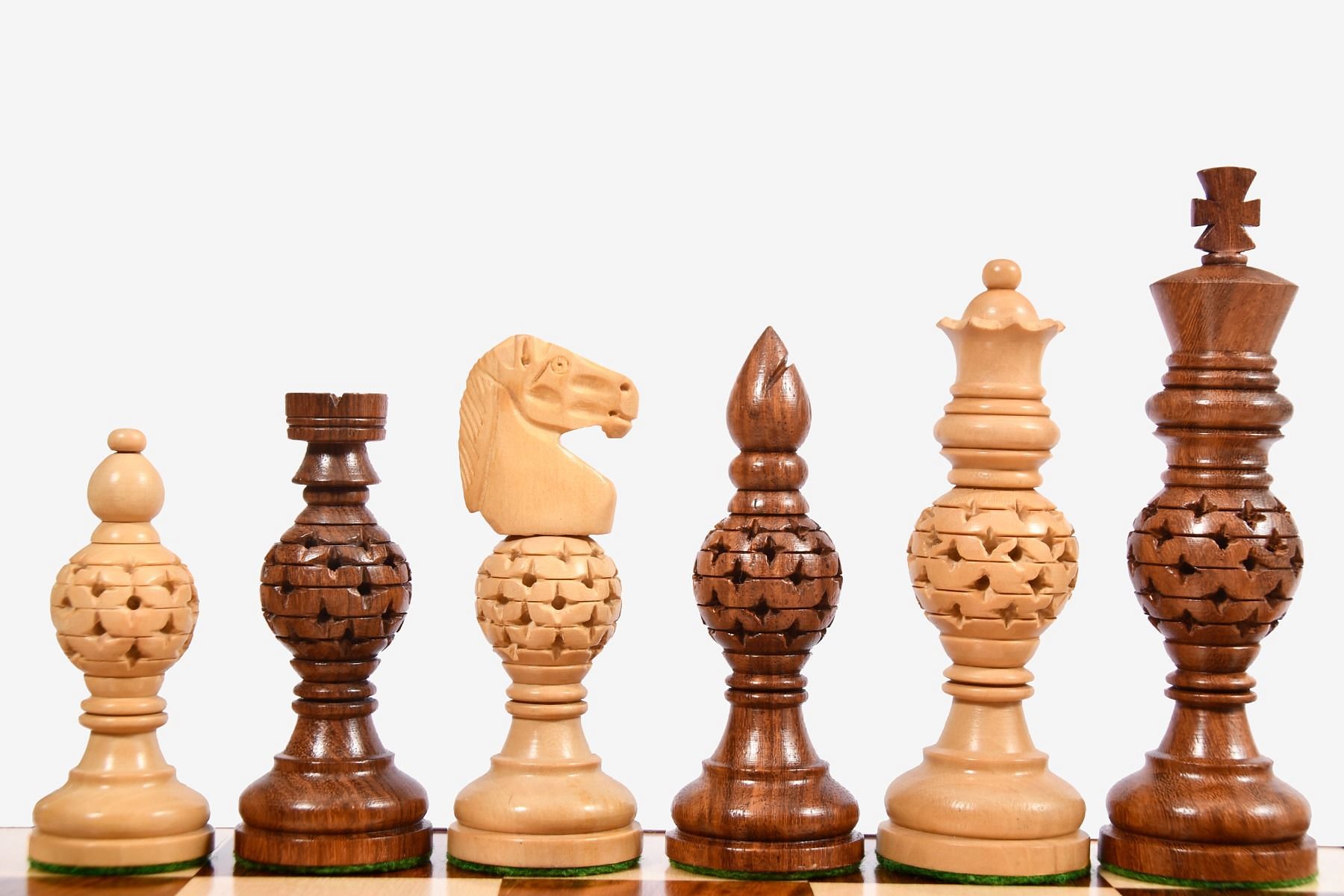 Buy Spherical Series Astonishing Jali Wooden Chess Pieces