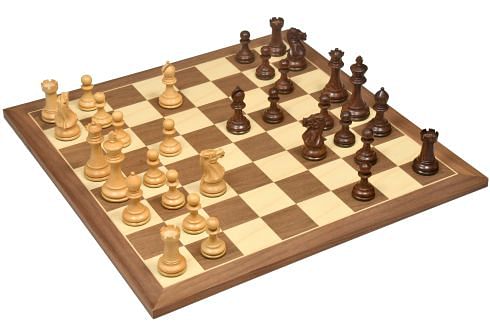 The Professional Series Tournament Staunton Weighted Chess Pieces in Sheesham and Boxwood - 3.8