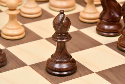 The Professional Series Tournament Staunton Weighted Chess Pieces in Sheesham and Boxwood - 3.8