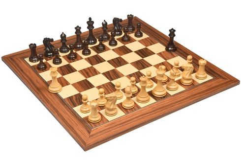 The Professional Series Tournament Staunton Weighted Chess Pieces in Indian Rosewood and Boxwood - 3.8