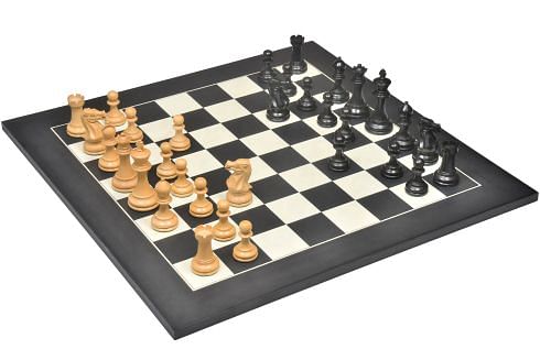 The Professional Series Tournament Staunton Weighted Chess Pieces in Ebonized and Boxwood - 3.8