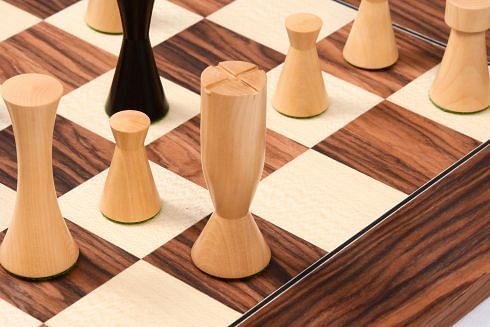 Minimalist Series Midnight Contemporary Chess Pieces in Ebonized Boxwood & Box Wood - 3.4