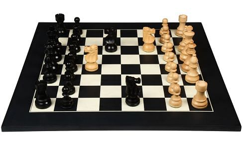 Reproduced French Lardy Exclusive Wooden Chess Pieces in Ebonized Boxwood & Natural Boxwood - 3.75