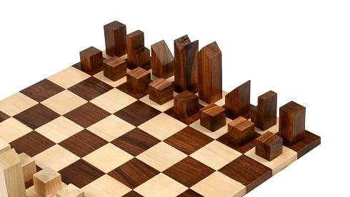 Reproduced Minimalist Chess Pieces in Sheesham &  Boxwood - 2.79
