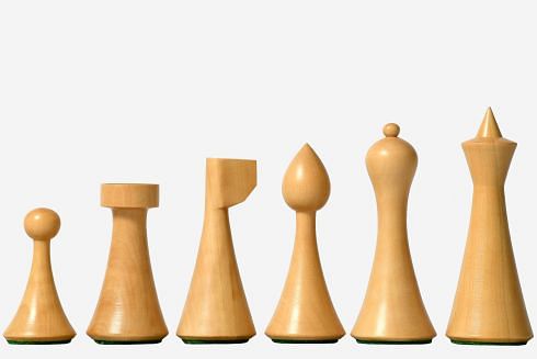 Minimalist Hermann Ohme Chess Pieces in Dyed Boxwood & Box Wood - 3.75