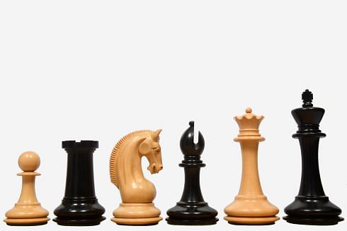 The CB Red Rum Luxury Staunton Series Chess Pieces in Ebony / Box Wood - 4.4