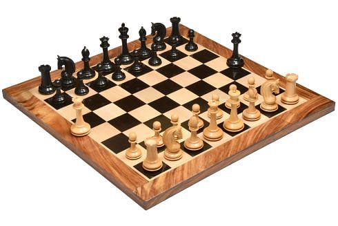 The CB Red Rum Luxury Staunton Series Chess Pieces in Ebony / Box Wood - 4.4