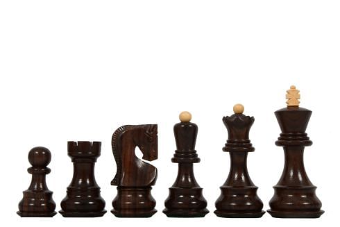 Old 1959 Russian Zagreb Staunton Chess Pieces in Rosewood / Natural Boxwood - 3.8