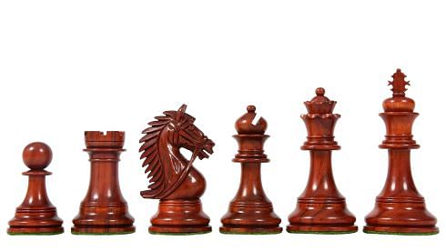 The CB Bridle Series Luxury Heavy Weighted Chess Pieces in Bud Rosewood / Boxwood - 4.2