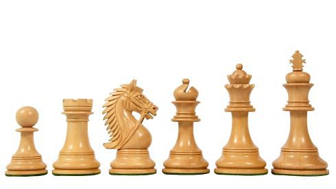 The CB Bridle Series Luxury Triple Weighted Chess Pieces in Ebony Wood / Box Wood - 4.2