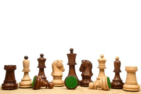 1950 Reproduced Dubrovnik Bobby Fischer Chessmen Version 3.0 in Sheesham/Box Wood - 3.75