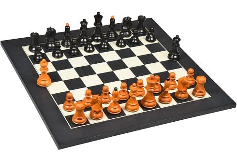 1950 Reproduced Dubrovnik Bobby Fischer Chessmen Version 3.0 in Ebonized & Antiqued boxwood - 3.7