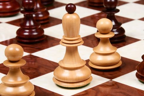 1950 Reproduced Dubrovnik Bobby Fischer Chessmen Version 3.0 in Bud Rose Wood / Box Wood - 3.75