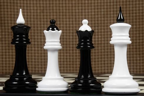 Reproduced 1940 Soviet Club Chess Set in Ebony & Ivory White - 4.0