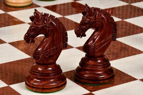 The Indian Chetak II Customized Staunton Triple Weighted Wooden Chess Pieces in Bud Rosewood & Box Wood - 4.3