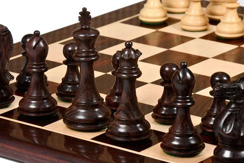 Desert Gold Staunton Series Wooden Chess Pieces in Rosewood & Box Wood - 4.0