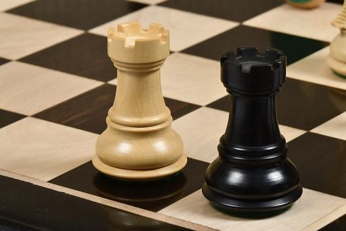 Desert Gold Staunton Series Wooden Chess Pieces in Ebonized Boxwood & Natural Boxwood - 4.0