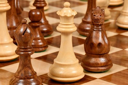 Desert Gold Staunton Series Wooden Chess Pieces in Sheesham & Box Wood - 4.0
