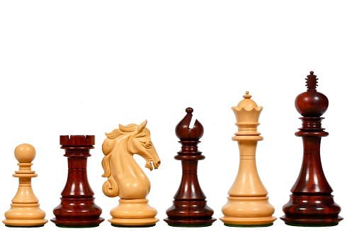 The Shera Series Staunton Triple Weighted Chess Pieces V2.0 in Bud Rose / Box Wood - 4.5