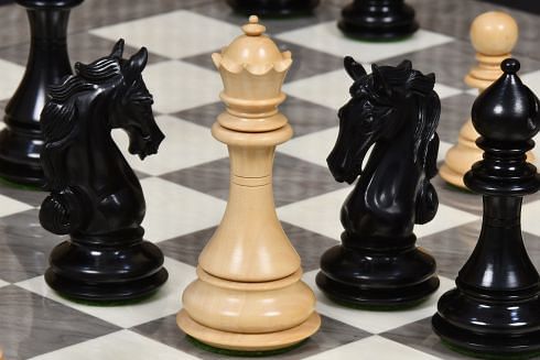 The Shera Series Staunton Triple Weighted Chess Pieces V2.0 in Ebony / Box Wood - 4.5