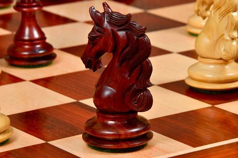 The Shera Series Staunton Triple Weighted Chess Pieces V2.0 in Bud Rose / Box Wood - 4.5