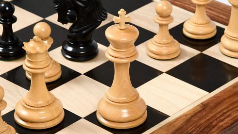 The Excalibur Luxury Artisan Series Chess Pieces in Ebony / Box Wood - 4.6
