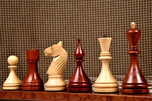 Reproduced 1961 Soviet Championship Baku Chess Pieces in Bud Rosewood & Boxwood  - 4” King