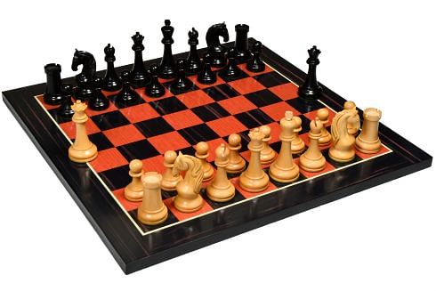 Reproduced 1963-1966 Piatigorsky Cup Chess Pieces in Ebony / Box Wood - 4.2