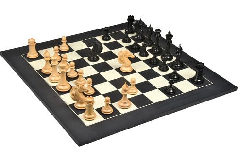 The CB Mustang Series Wooden Triple Weighted Chess Pieces in Ebony / Box Wood - 4.4
