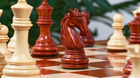 The New Columbian Staunton Series Chess Pieces in Bud Rose Wood & Box wood - 3.8