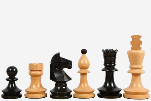 Reproduced Romanian-Hungarian National Tournament Chess Pieces in Ebonized & Natural Boxwood - 3.8