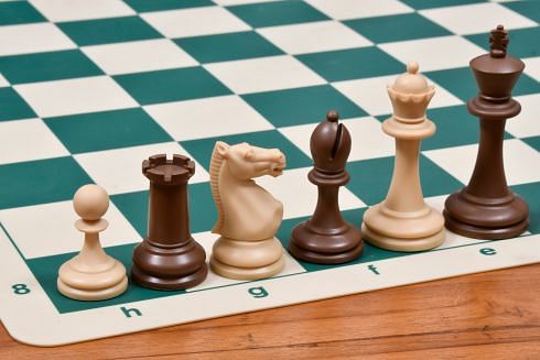 Dyed Plastic Chess Pieces in Sandalwood and Chocolate Brown color
