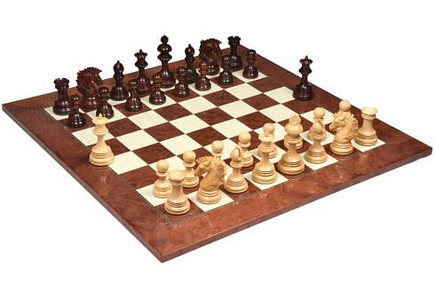 New Indian-American Luxury Series Triple Weighted Chess Pieces in Bud Rosewood(Padauk) / Box Wood Ver 2.0 - 4.4