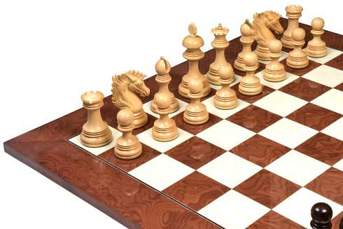 New Indian-American Luxury Series Triple Weighted Chess Pieces in Bud Rosewood(Padauk) / Box Wood Ver 2.0 - 4.4