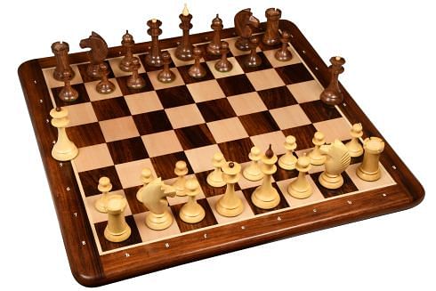 The 1950s Soviet (Russian) Latvian Reproduced Chess Pieces in Sheesham & Natural Boxwood - 4.1
