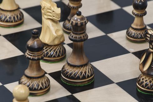 The Burnt Blazed Series Handcarved Chess Pieces in Burnt Box Wood - 3.8