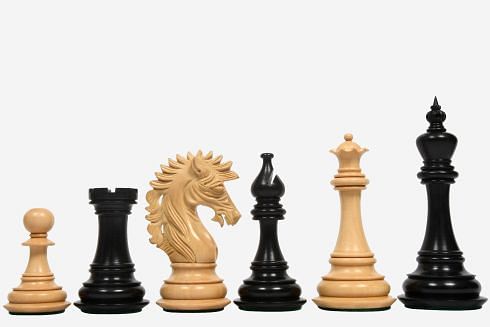 The Ruffian American Series Staunton Chess Pieces in Ebony / Box Wood - 4.8