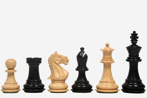 Fierce Knight Staunton Series Wooden Weighted Chess Pieces in Ebonized Boxwood & Natural Boxwood - 2.8