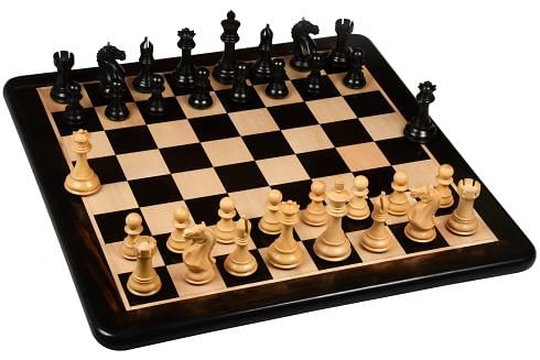 The Fierce Knight Staunton Wooden Chess Pieces in Ebonized Boxwood & Box Wood - 4.0