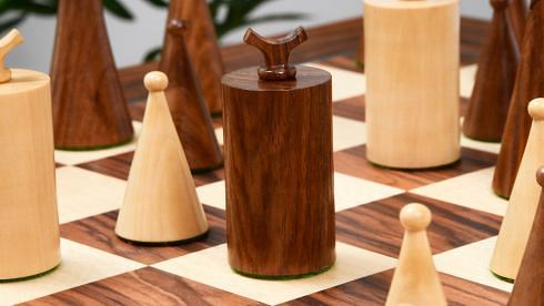 1940s Art Deco Series Weighted Chess Pieces Sheesham and Boxwood  -3.8