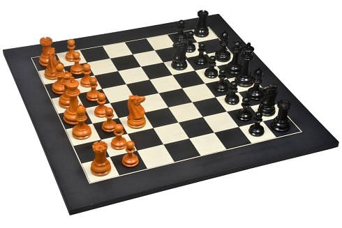 Reproduced 1850 Morphy Chess Pieces Only V2.0 in Ebony / Antiqued Box wood with King Side Stamping - 4.4