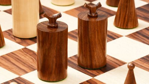 1940s Art Deco Series Weighted Chess Pieces Sheesham and Boxwood  -3.8