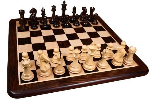 Fierce Knight Staunton Series Chess Pieces in Rosewood & Box Wood - 4.1